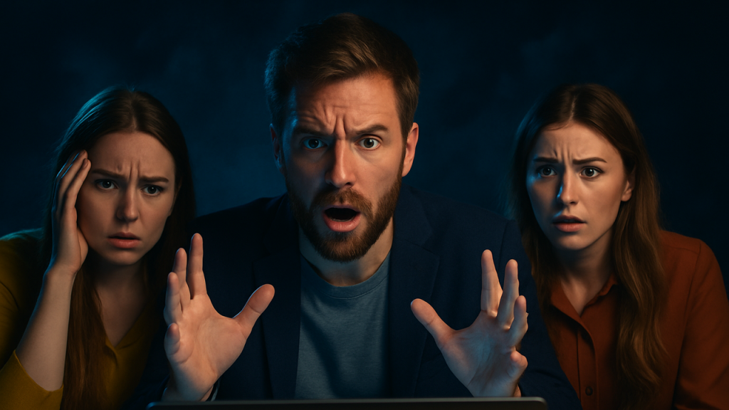 "El Misterio de las 'Shadow Bans': ¿Existen Realmente?" Investigación sobre si las plataformas penalizan contenido sin avisar. Videos de frustración, dudas, personas buscando respuestas, tecnología misteriosa.