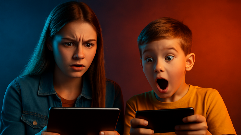 "Generación Z y Alpha: Cómo Consumen Contenido de Forma Diferente" Análisis generacional profundo sin estereotipos. Videos de niños/jóvenes con tecnología, nuevas formas de comunicarse.