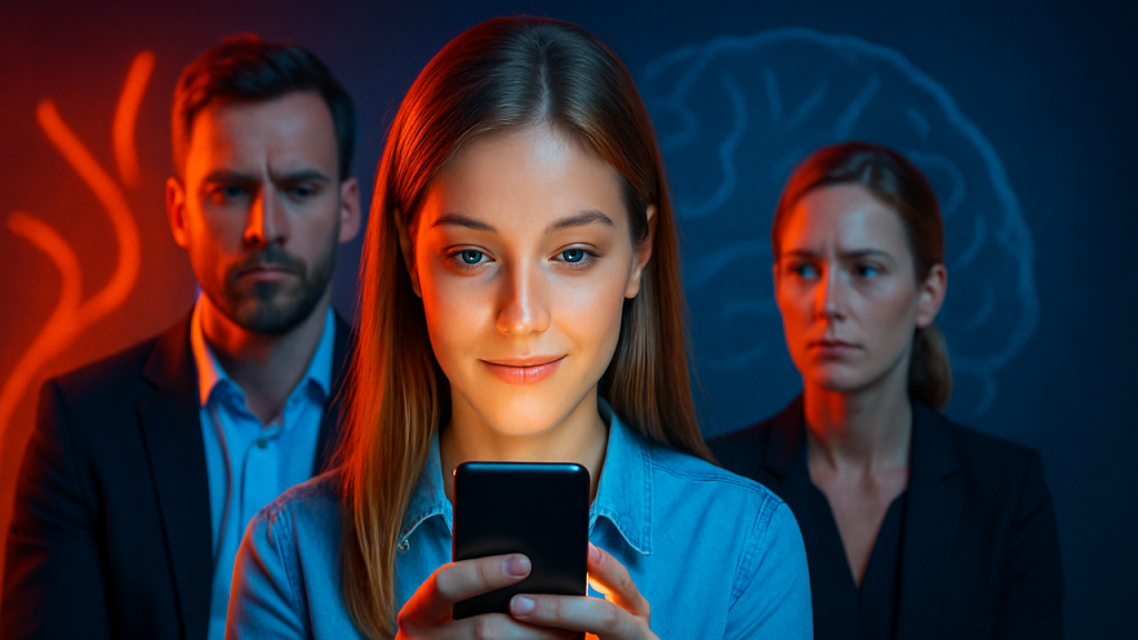 "La Ciencia Detrás de los 'Hooks': Los Primeros 3 Segundos lo Son Todo" Neurociencia del scroll stopping y retención de atención. Videos de personas parando de scrollear, reacciones rápidas, atención captada, cerebro/pensamiento.